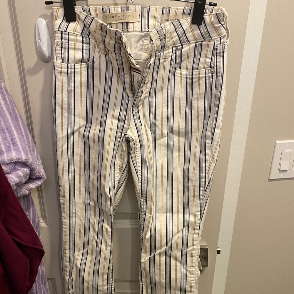 Anthropologie Cropped Striped Jeans